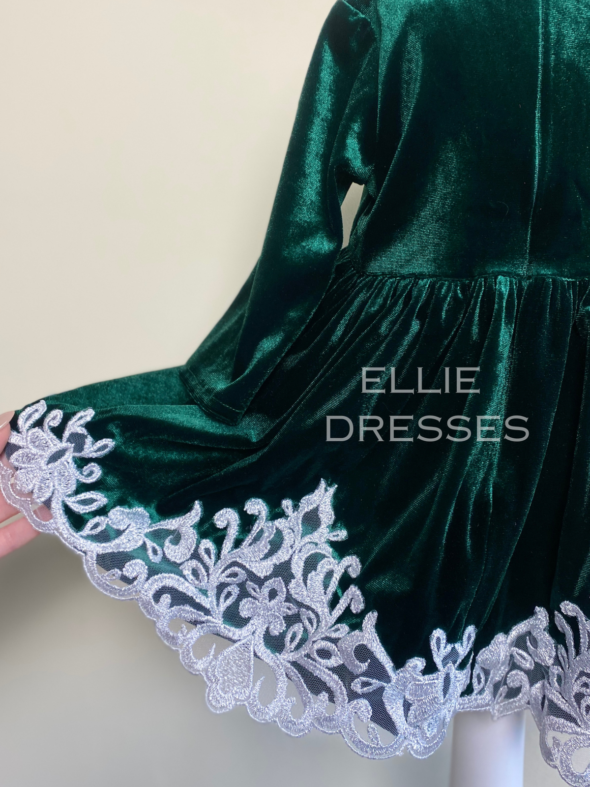 Velour Baby Dress with Silver Lace CD008