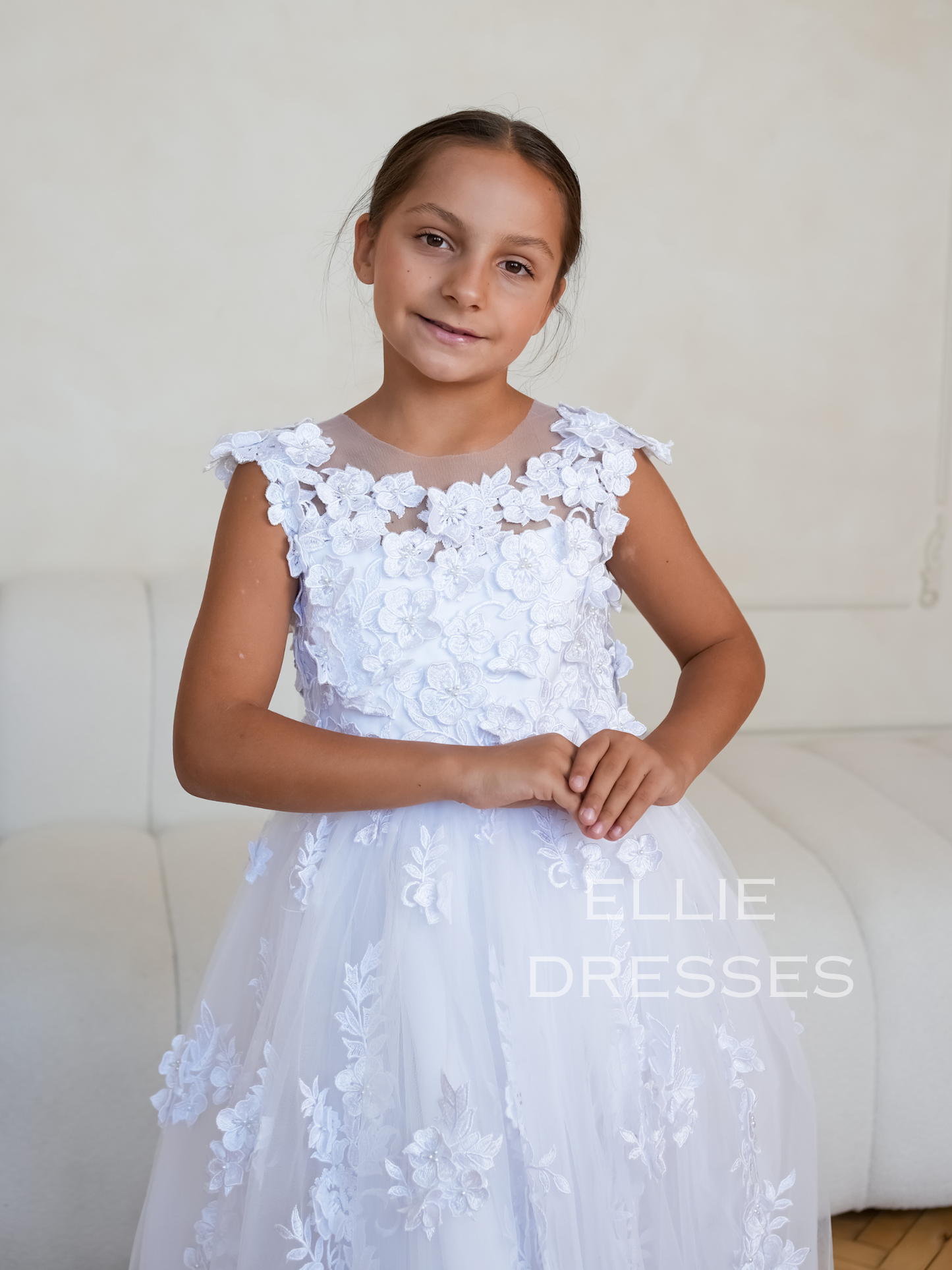 White Floral Girl Gown