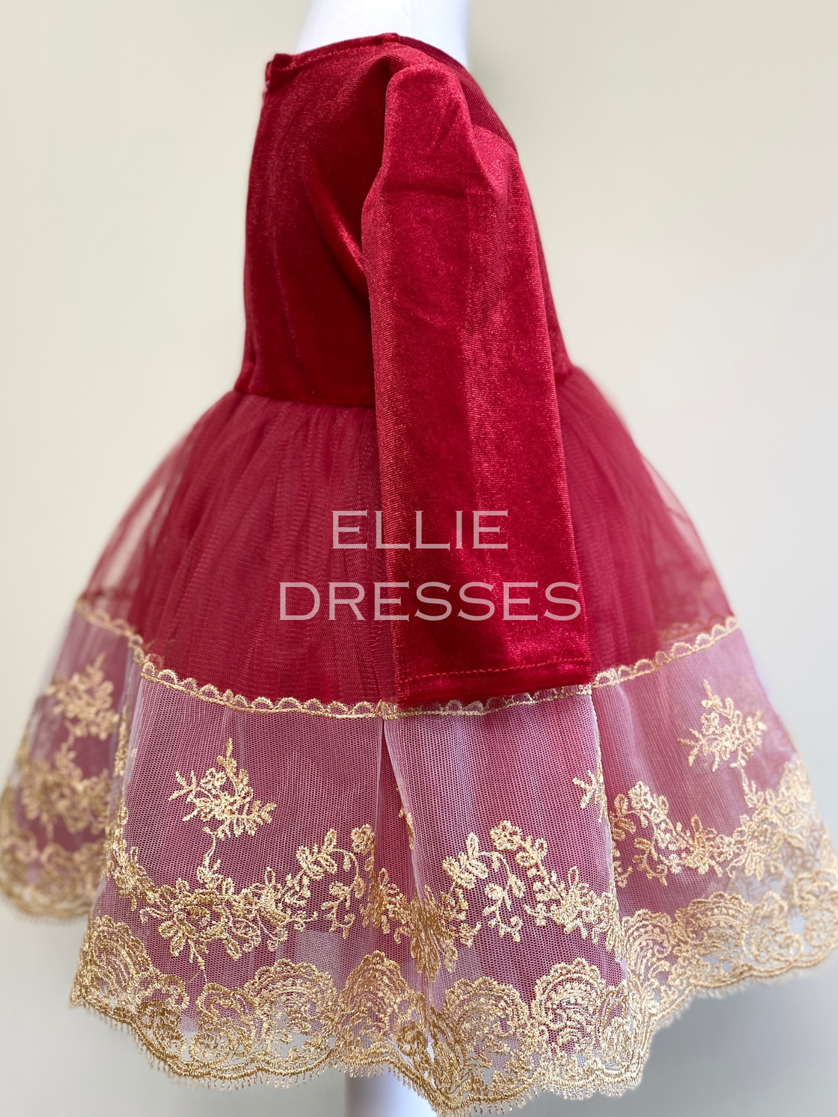 Toddler Dress with Gold Lace CD009