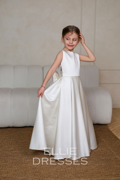 Short Sleeve Satin Gown