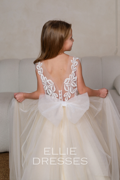 Nude Dress with Floral Lace
