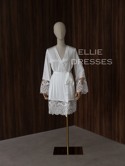 Short Wedding Lace Robe