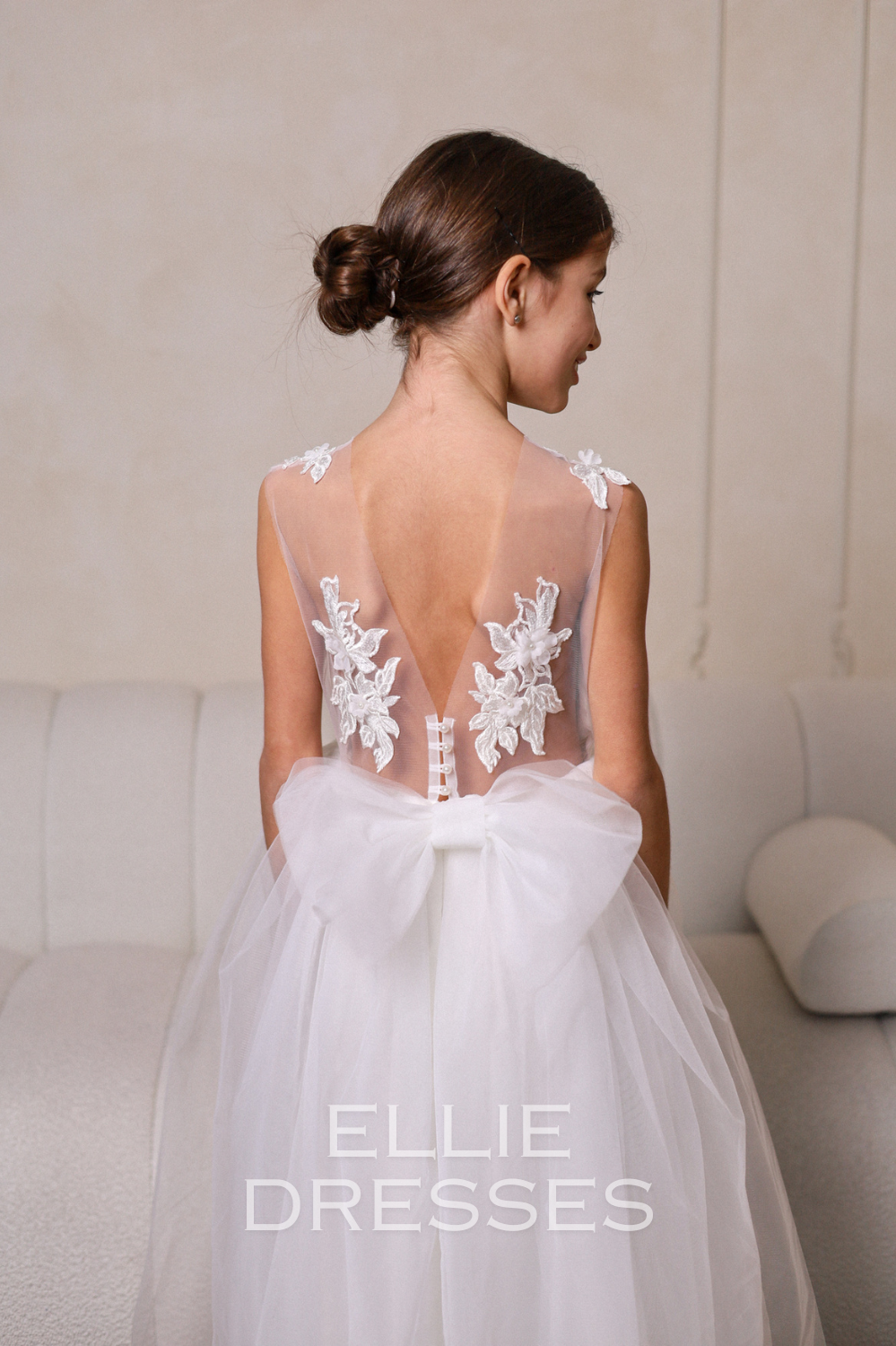 White Floral Lace Gown – Ellie Dresses