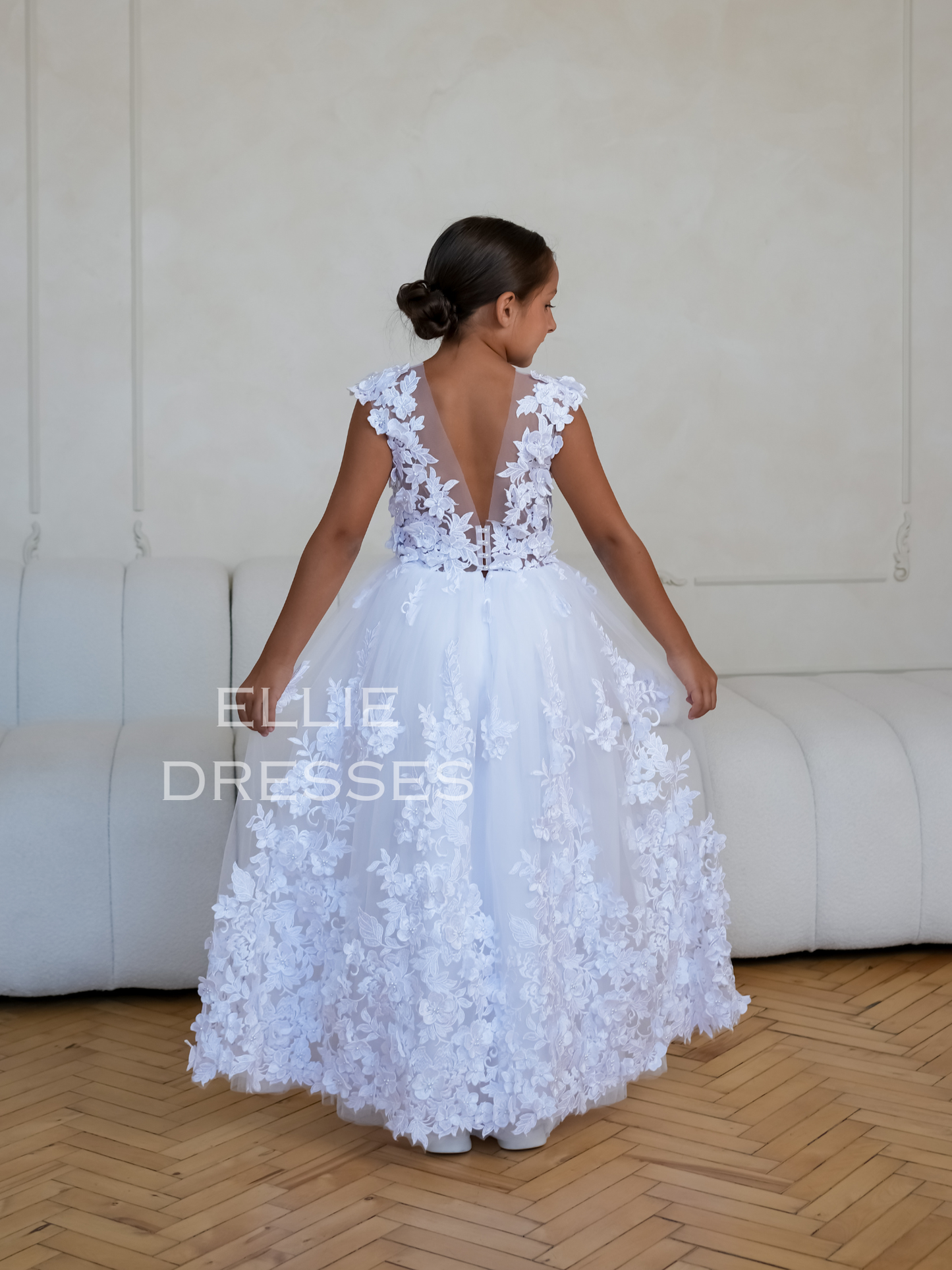 White Floral Girl Gown