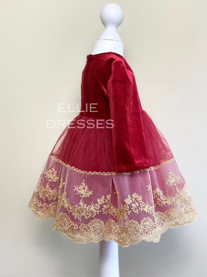 Toddler Dress with Gold Lace CD009