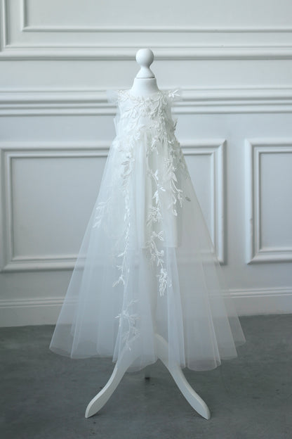 TC 001 Baptism Tulle Christening Cape with Optional Dress or Bodysuit