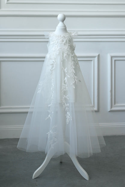 TC 001 Baptism Tulle Christening Cape with Optional Dress or Bodysuit