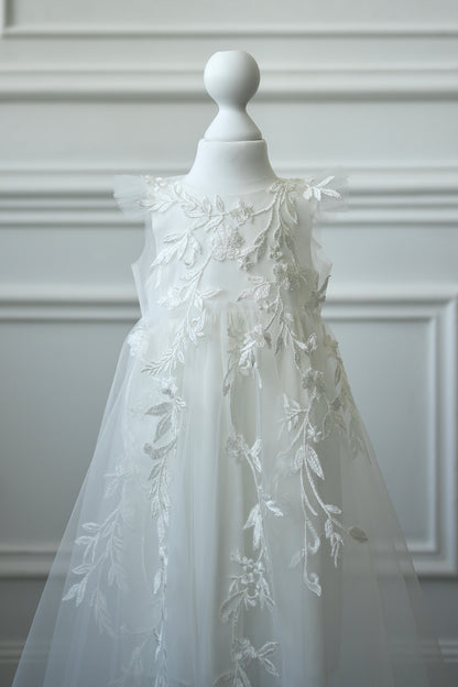 TC 001 Baptism Tulle Christening Cape with Optional Dress or Bodysuit