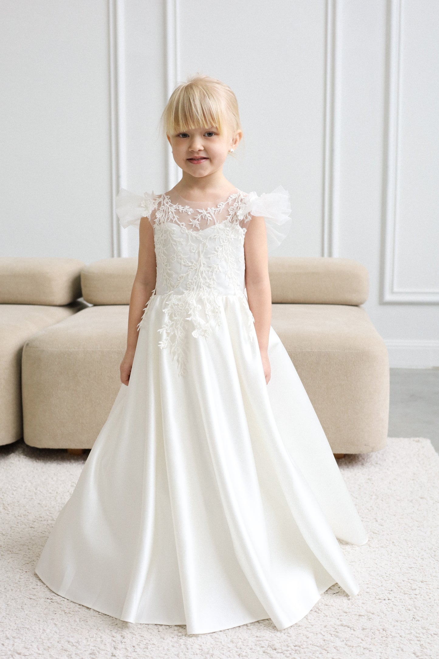 NEW! Puffy Sleeves dress with satin skirt