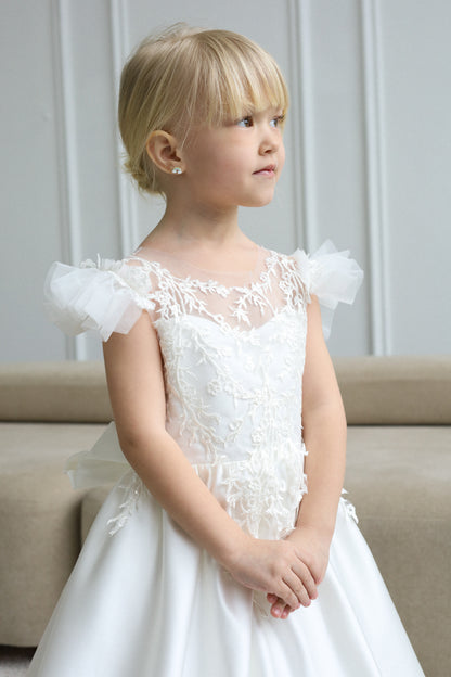 NEW! Puffy Sleeves dress with satin skirt
