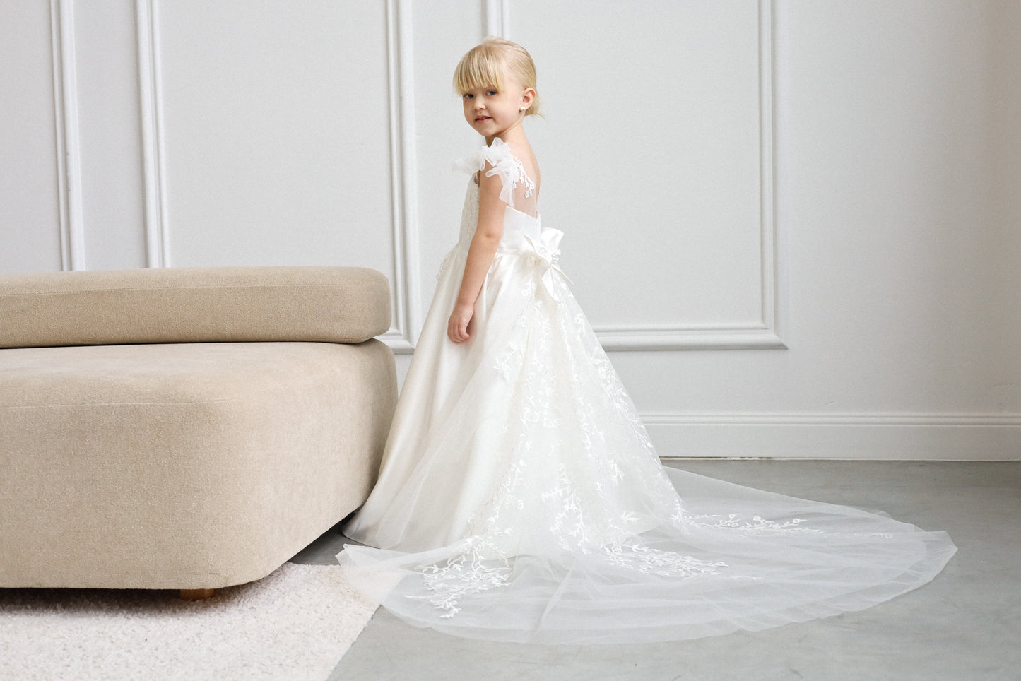 NEW! Puffy Sleeves dress with satin skirt
