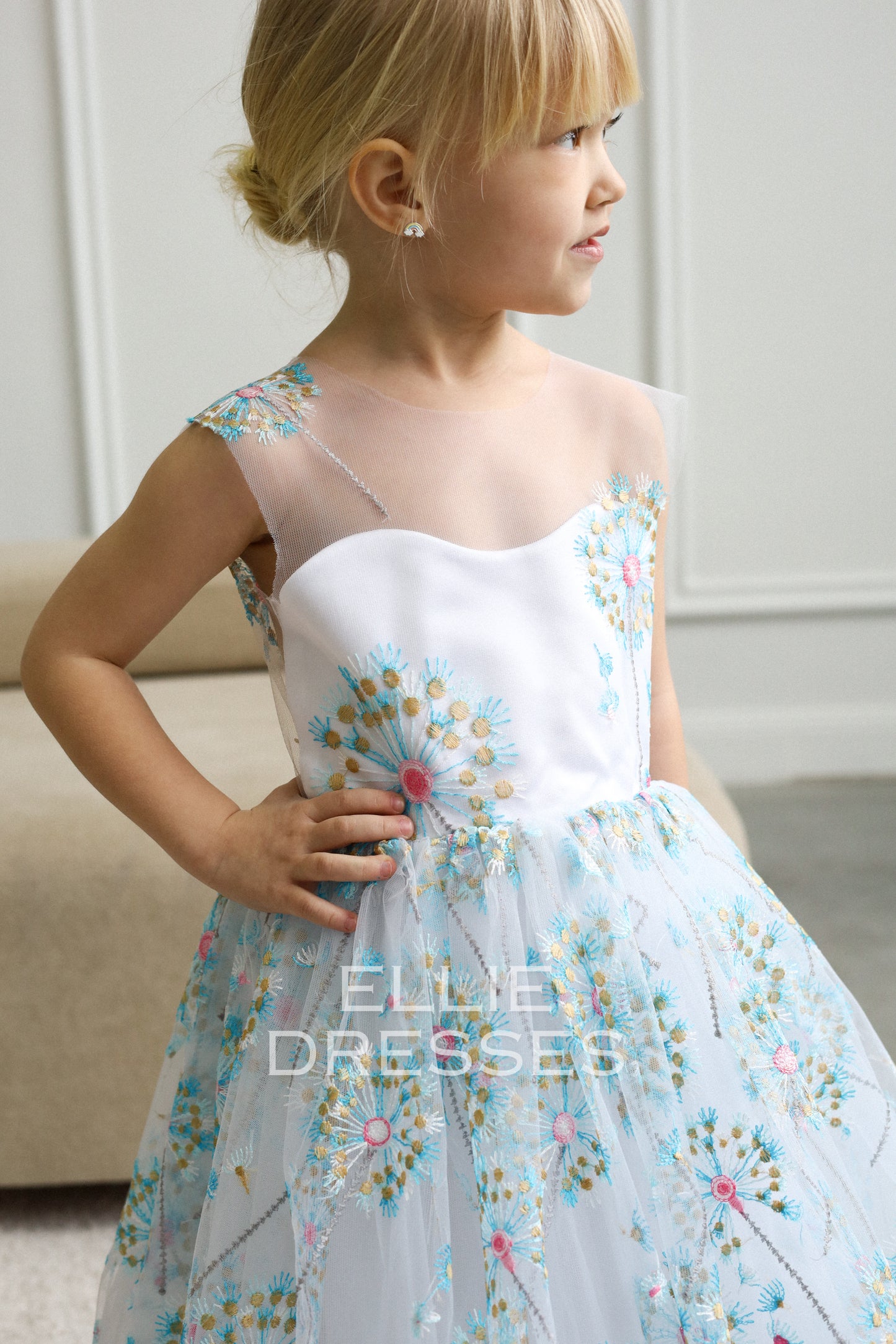 NEW! Blue dress with dandelions