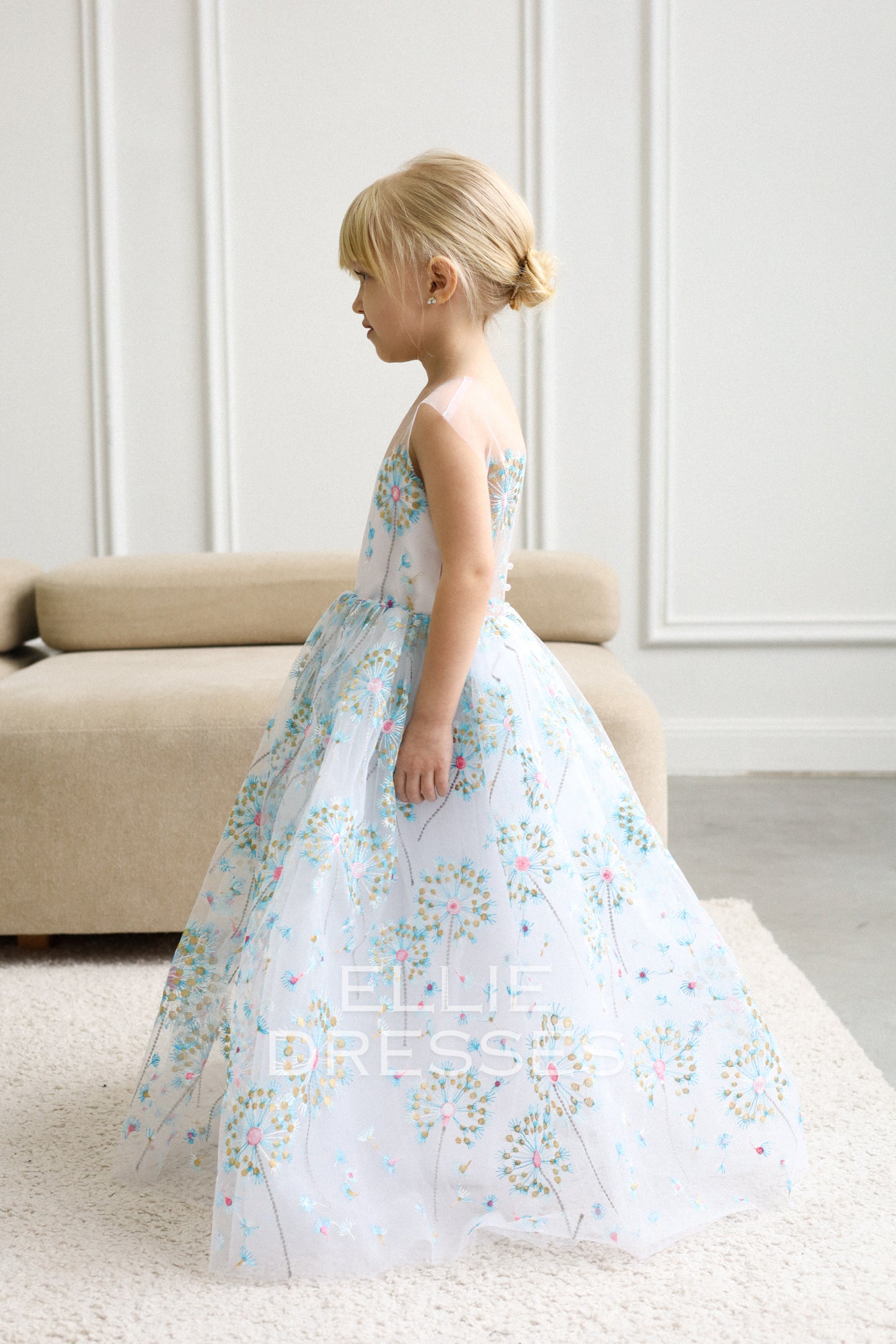 NEW! Blue dress with dandelions
