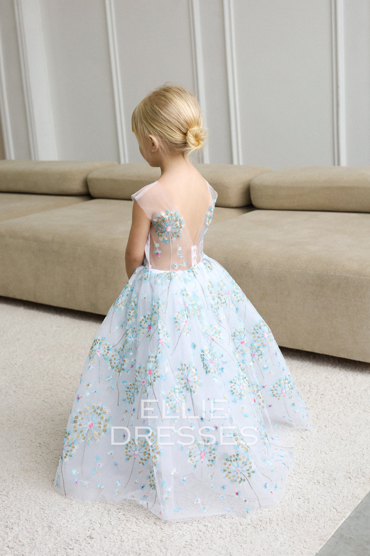 NEW! Blue dress with dandelions