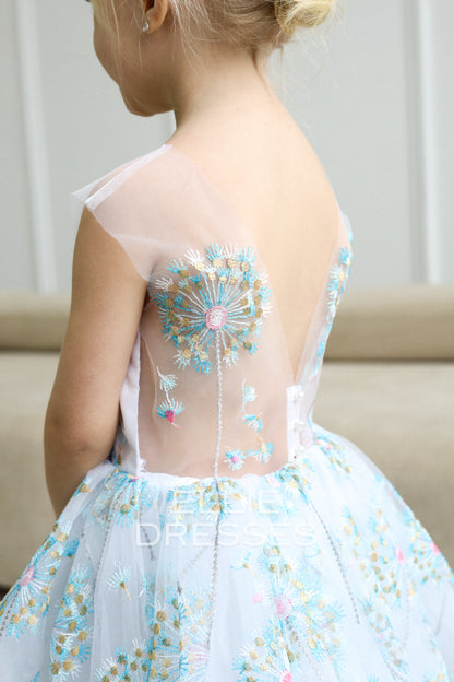 NEW! Blue dress with dandelions