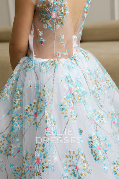 NEW! Blue dress with dandelions