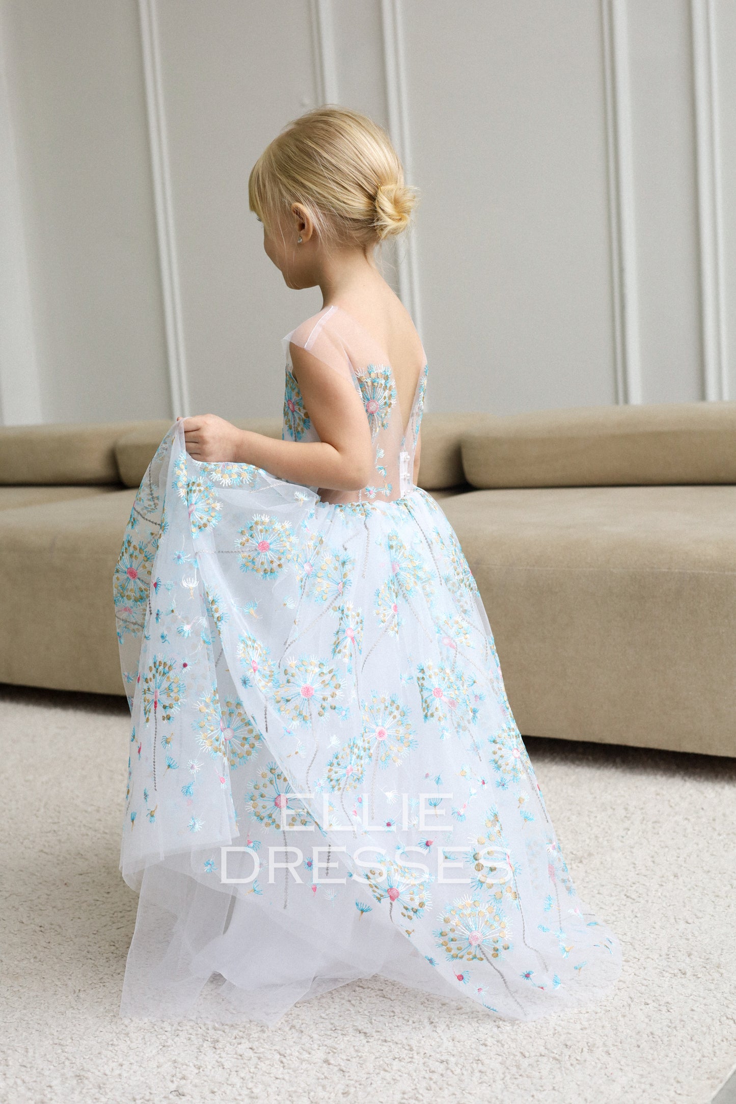 NEW! Blue dress with dandelions