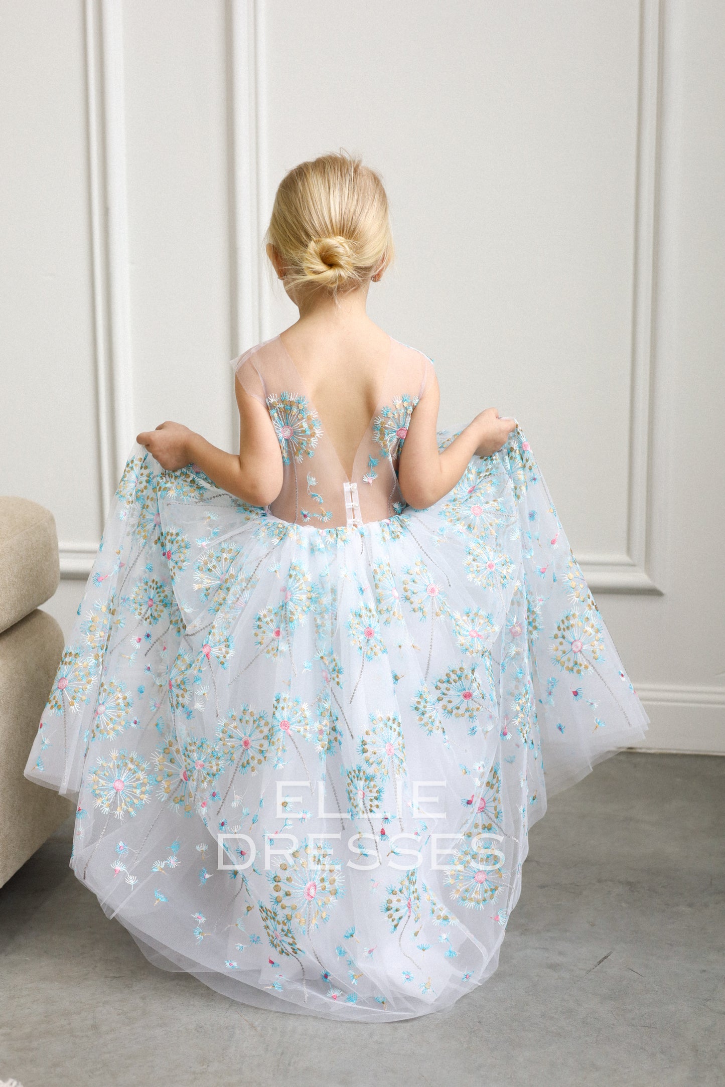 NEW! Blue dress with dandelions