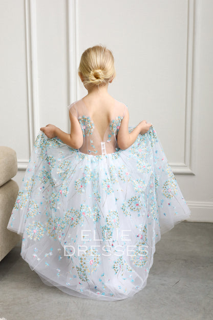 NEW! Blue dress with dandelions
