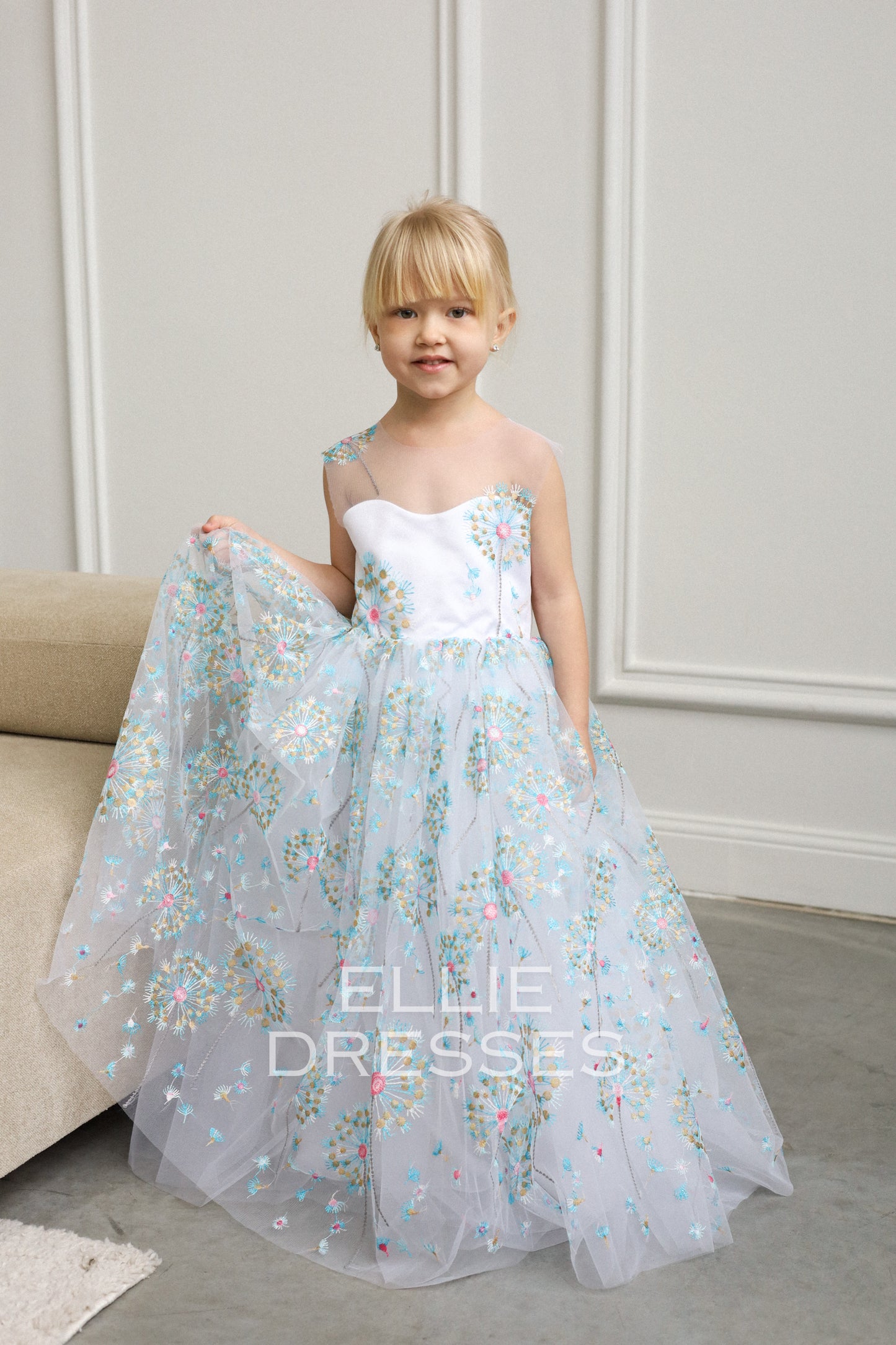 NEW! Blue dress with dandelions