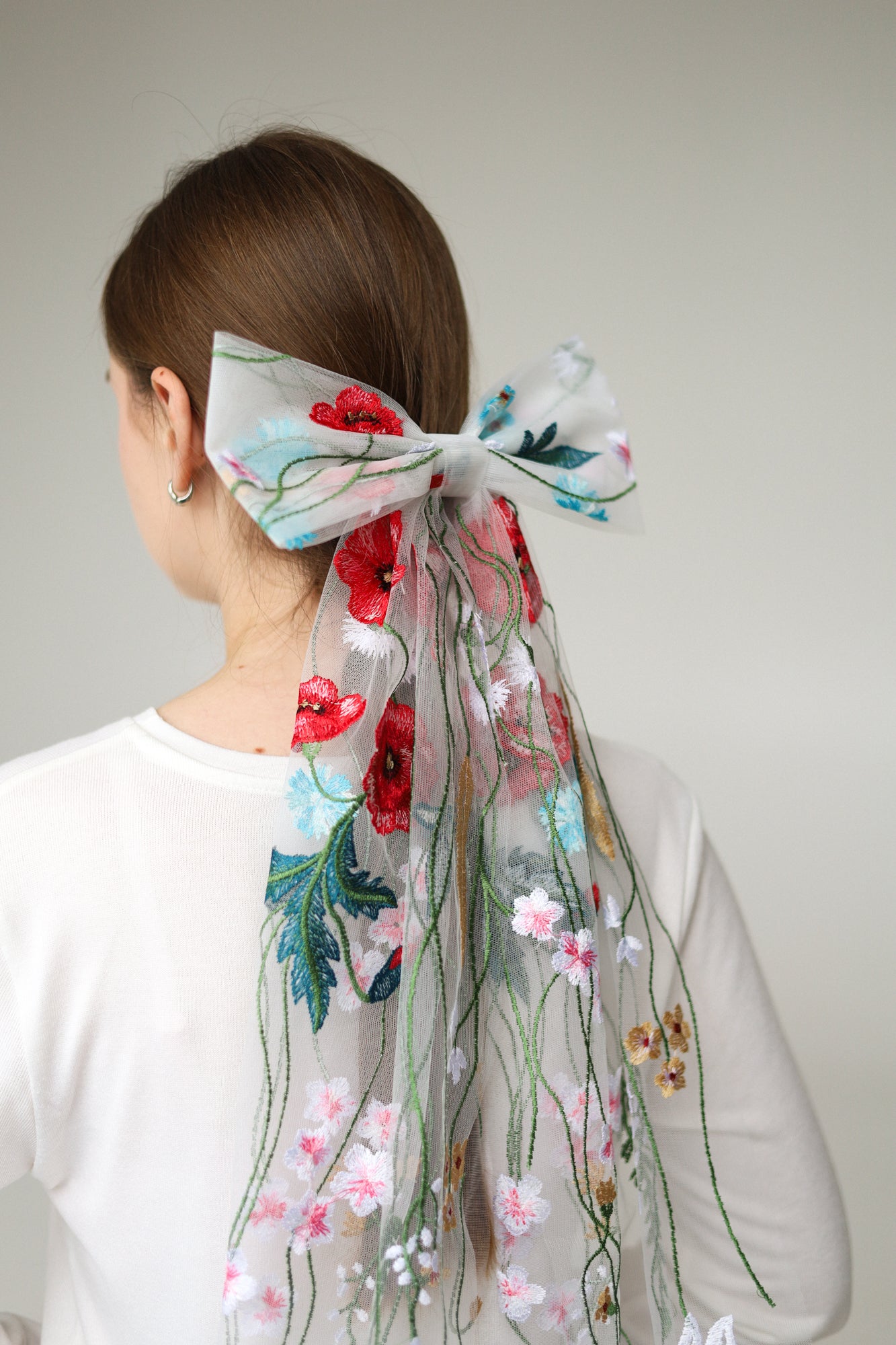 Lace floral & Embroidered Bow for Baptism, Communion & Weddings