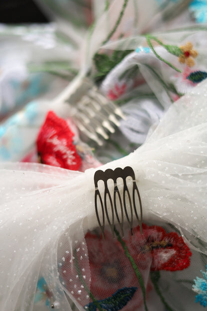 Lace floral & Embroidered Bow for Baptism, Communion & Weddings