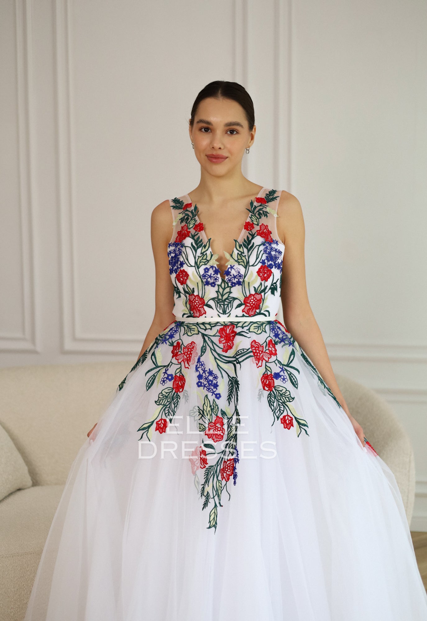 Colored Wedding Dress with extra sleeves