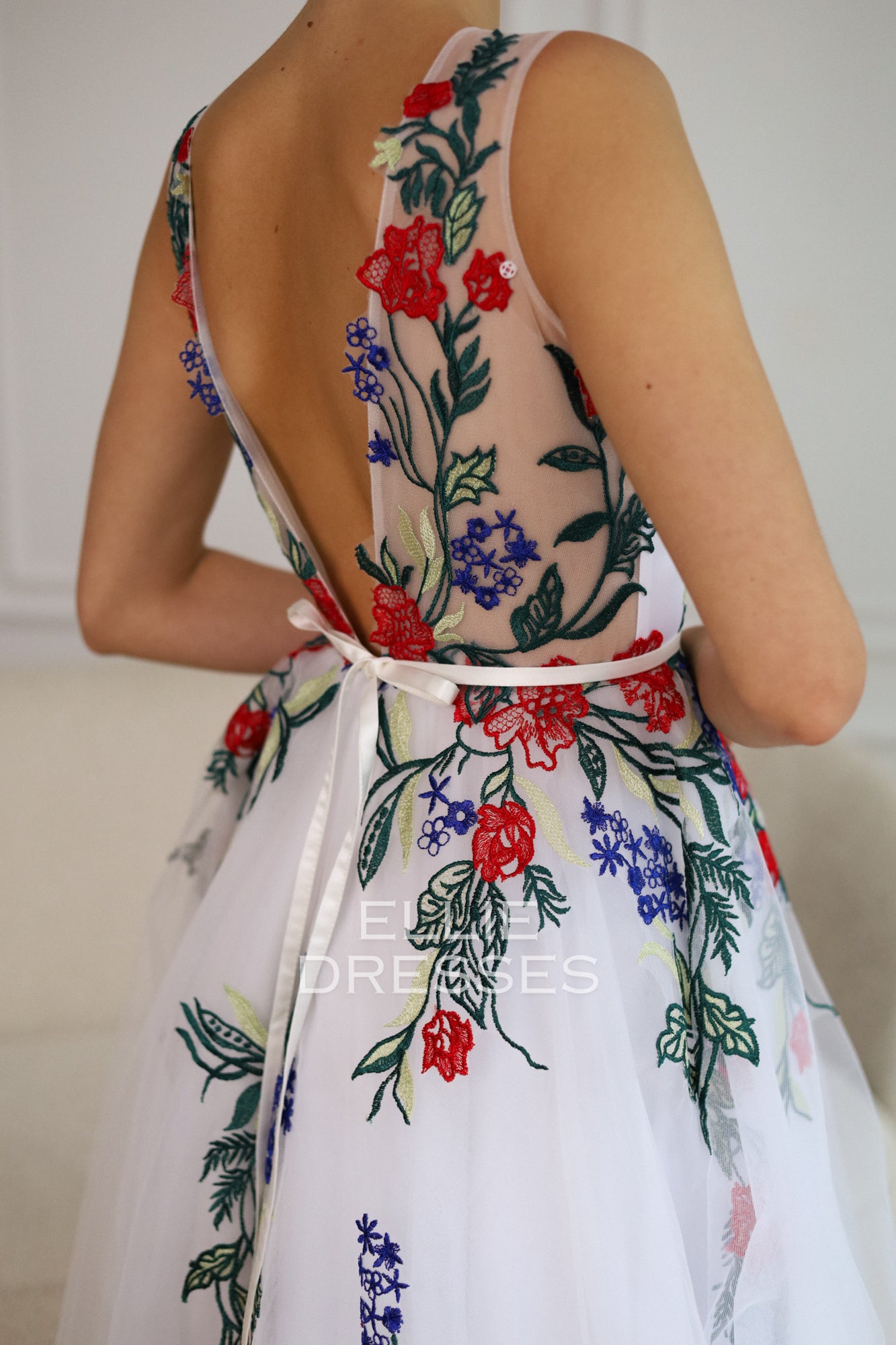 Colored Wedding Dress with extra sleeves