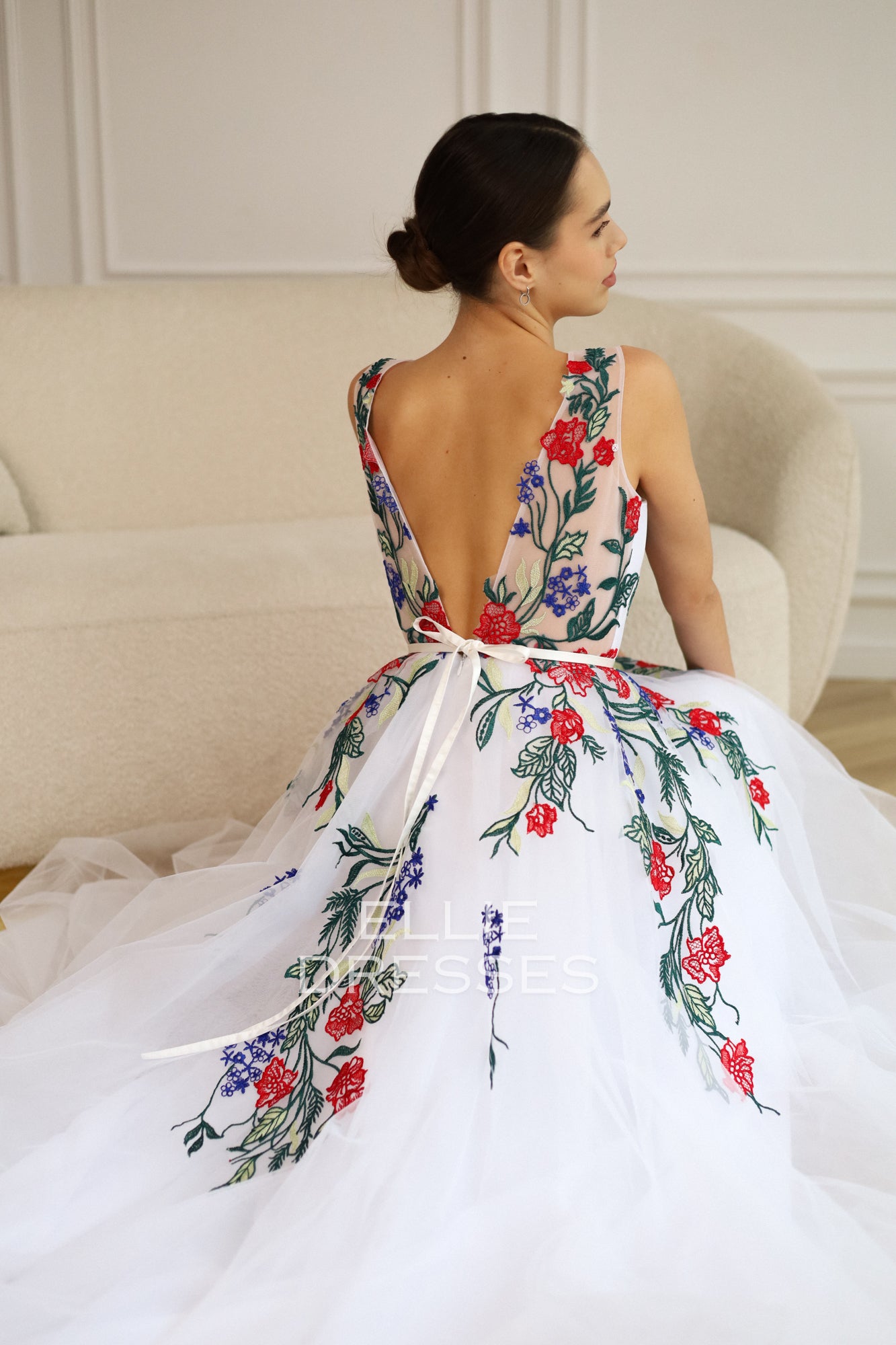 Colored Wedding Dress with extra sleeves