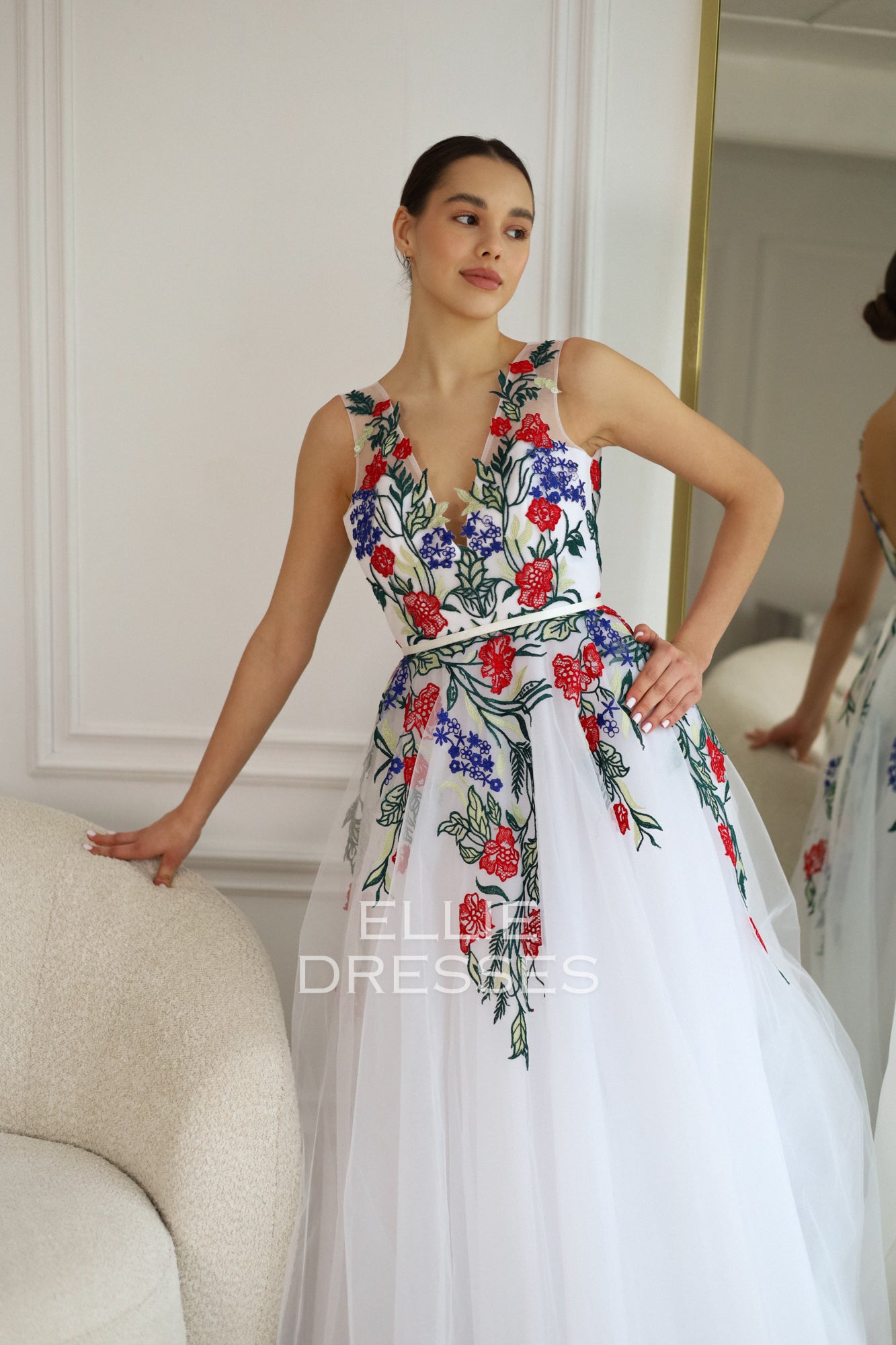 Colored Wedding Dress with extra sleeves