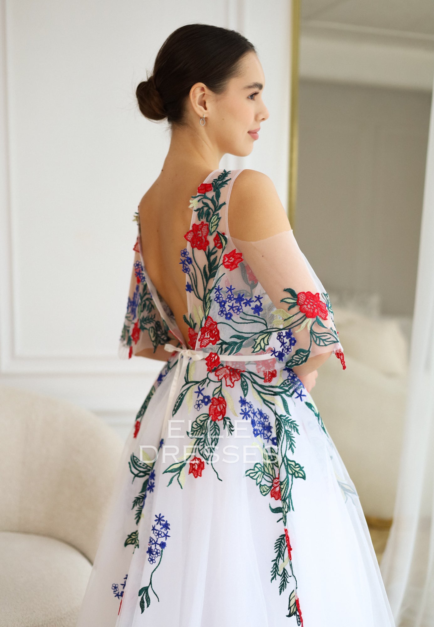 Colored Wedding Dress with extra sleeves
