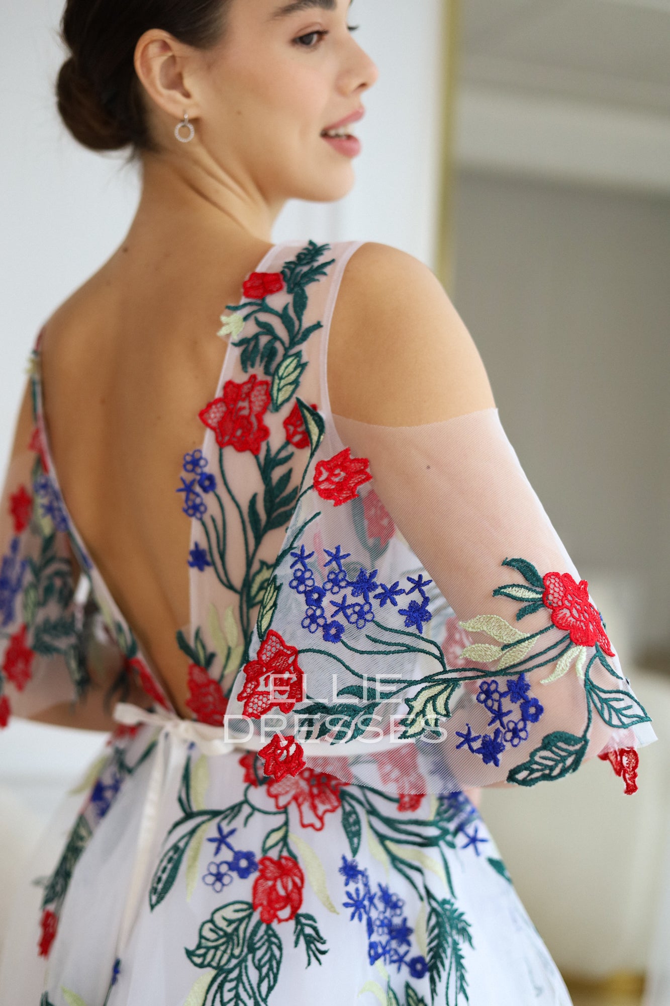 Colored Wedding Dress with extra sleeves