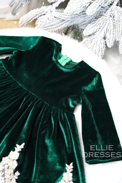 Velour Dress with Gold Lace