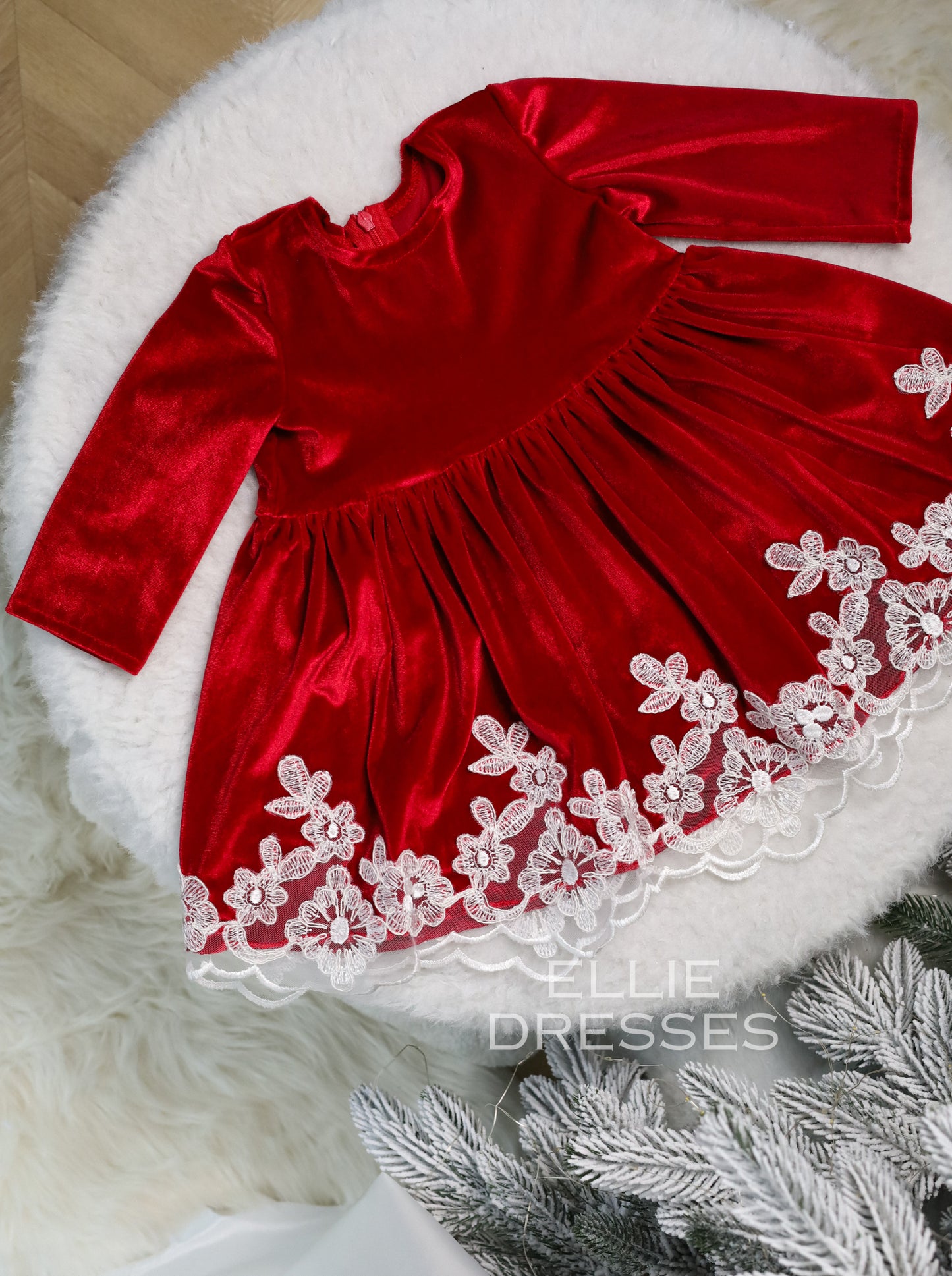 Christmas Dress with Floral Lace