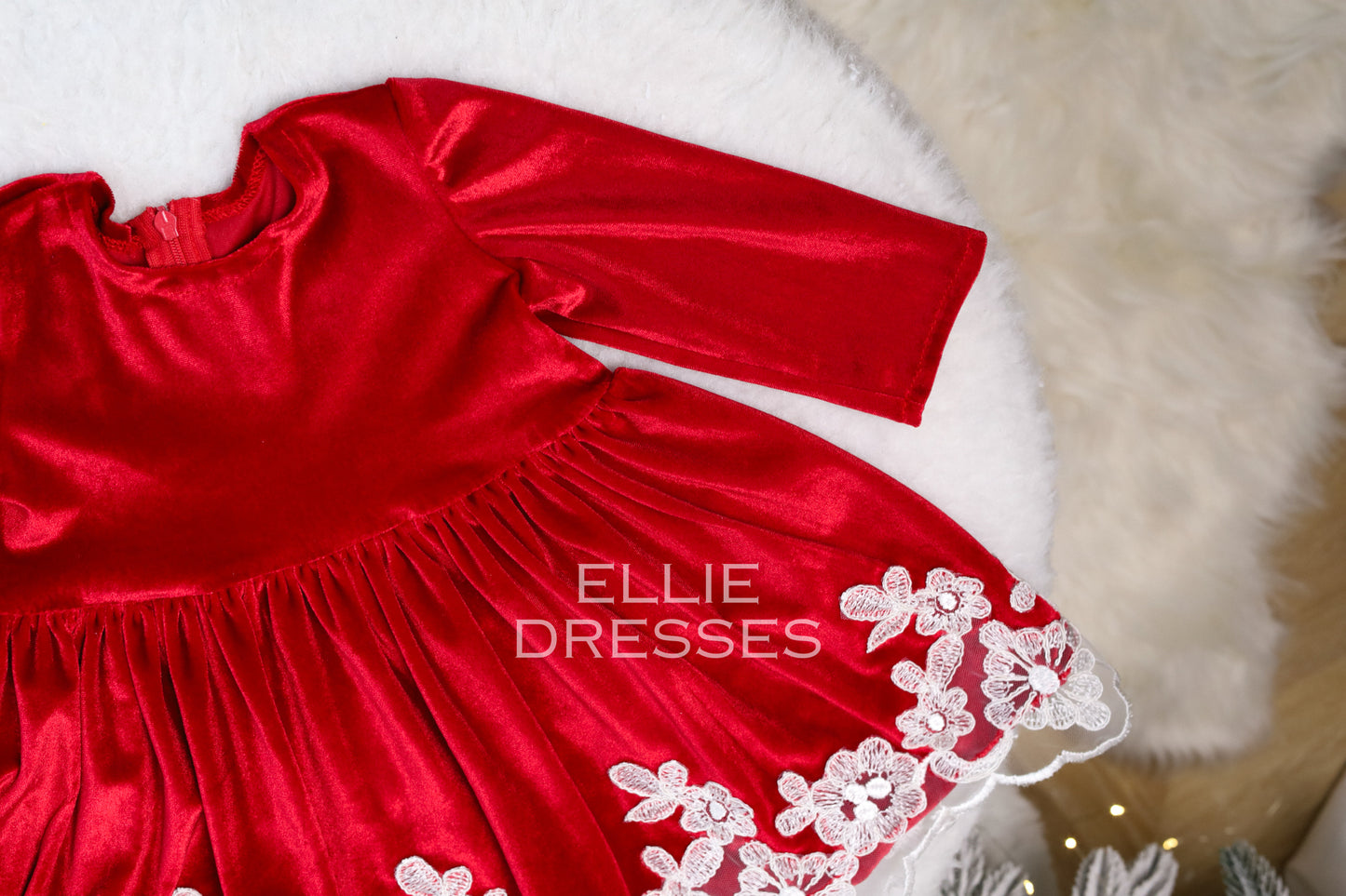 Christmas Dress with Floral Lace