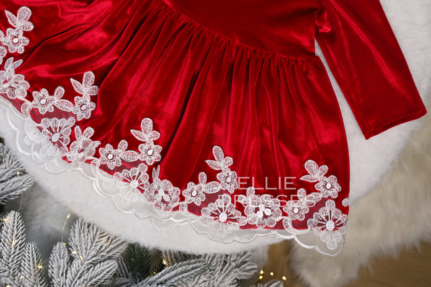 Christmas Dress with Floral Lace