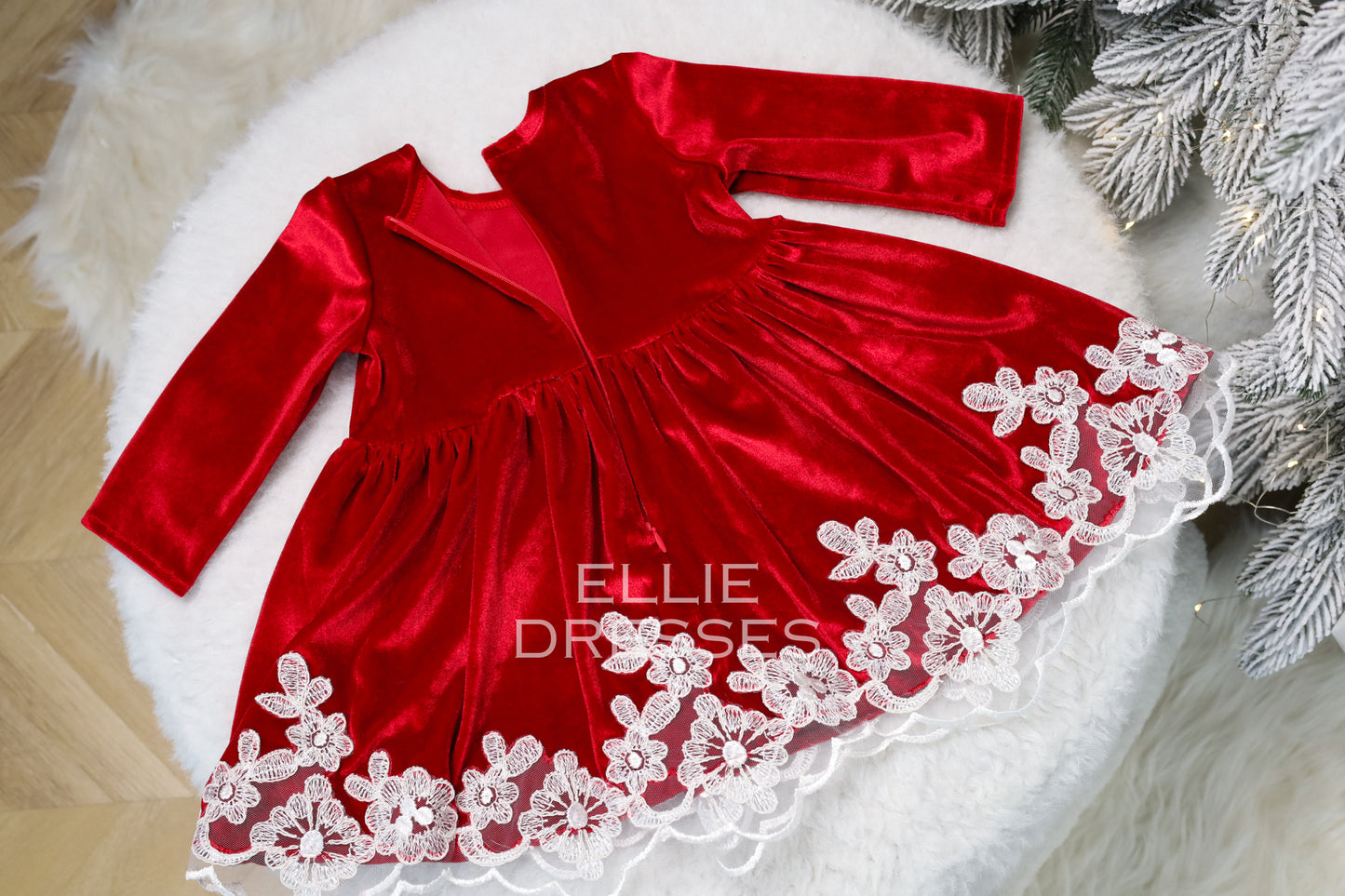 Christmas Dress with Floral Lace