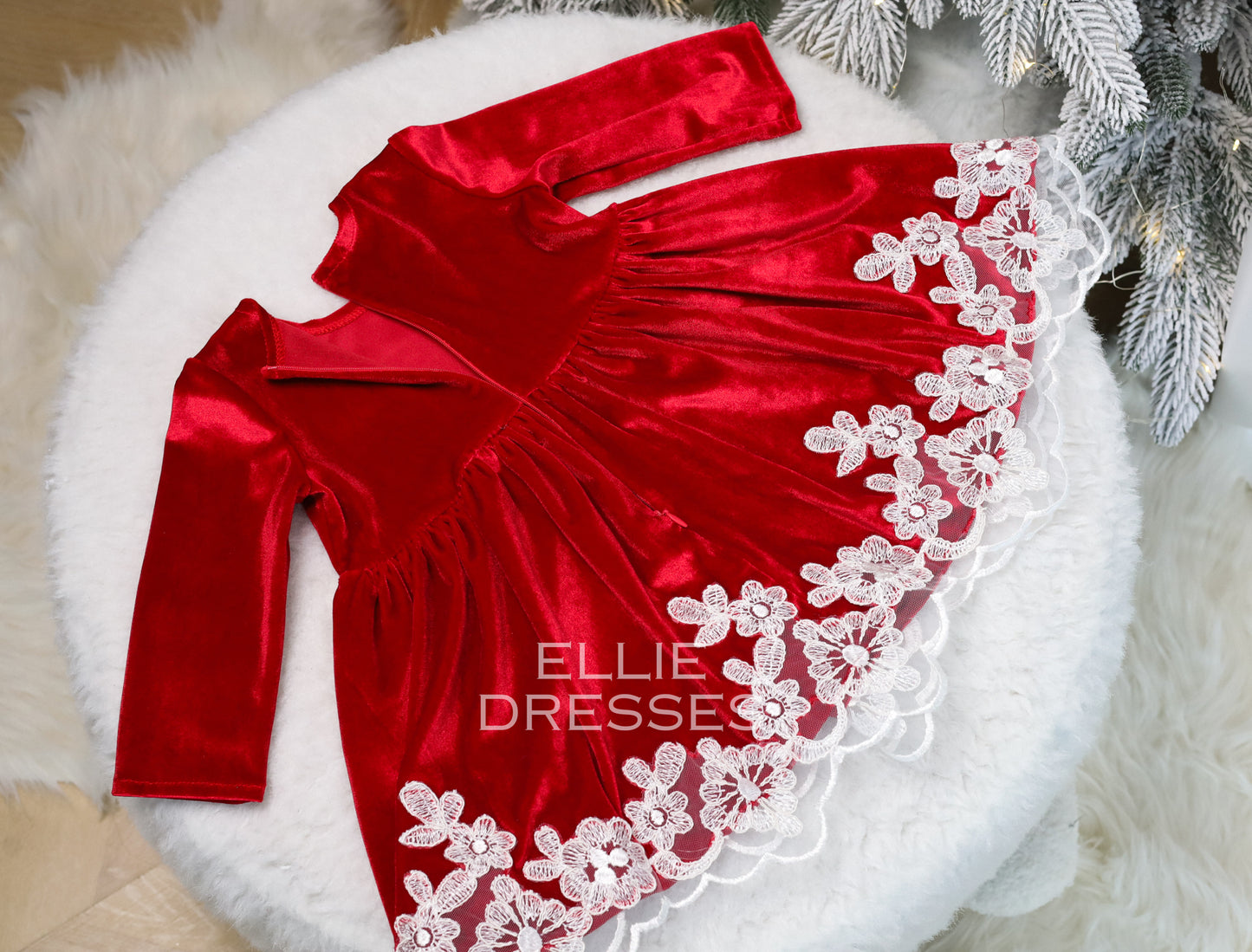 Christmas Dress with Floral Lace