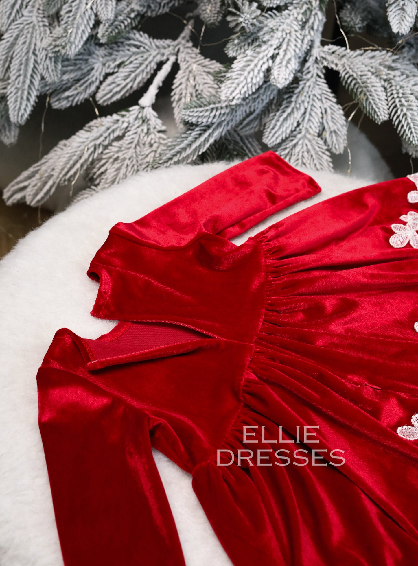 Christmas Dress with Floral Lace