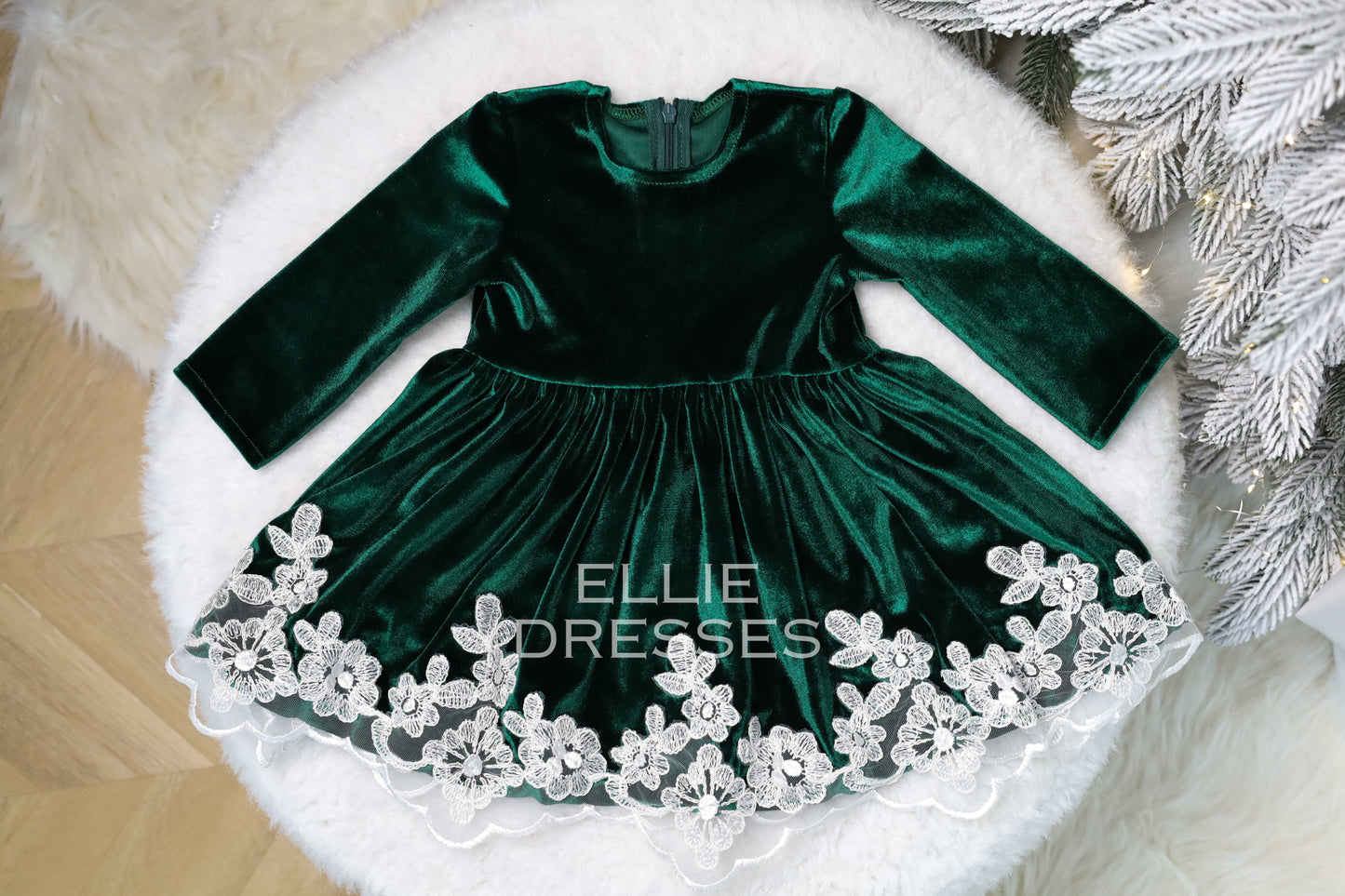Christmas Dress with Floral Lace