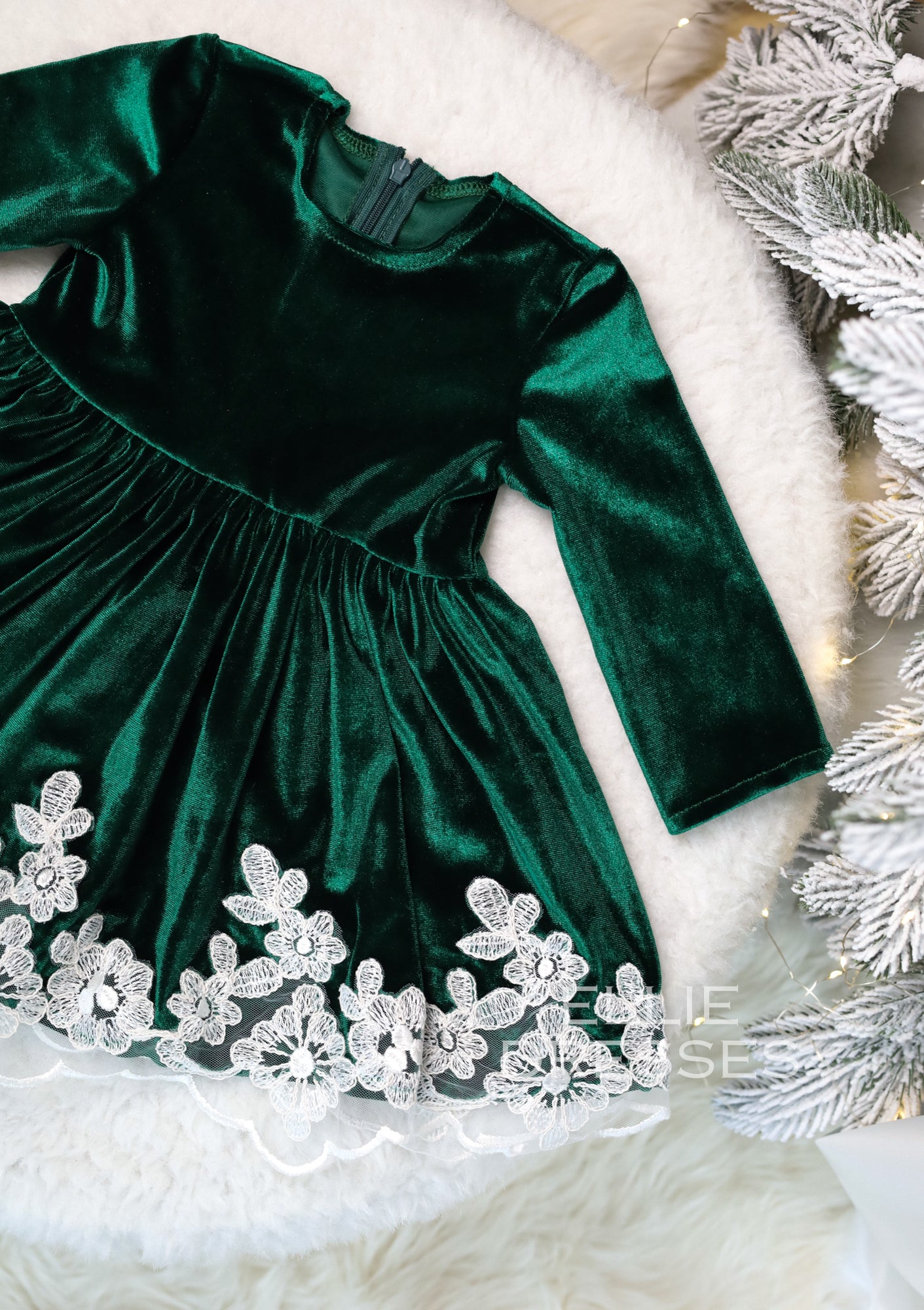 Christmas Dress with Floral Lace