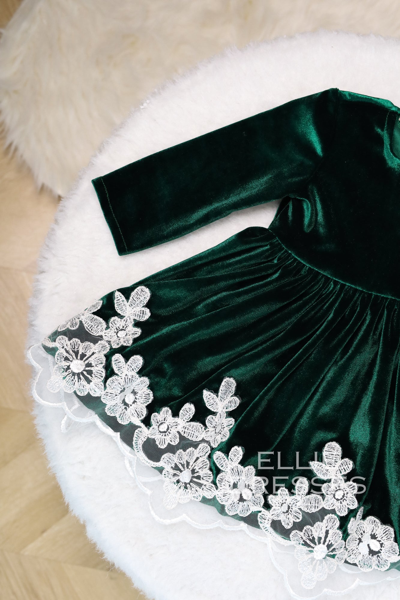 Christmas Dress with Flowes Green / 3-6 Months Christmas Dress with Flowes Green / 3-6 Months