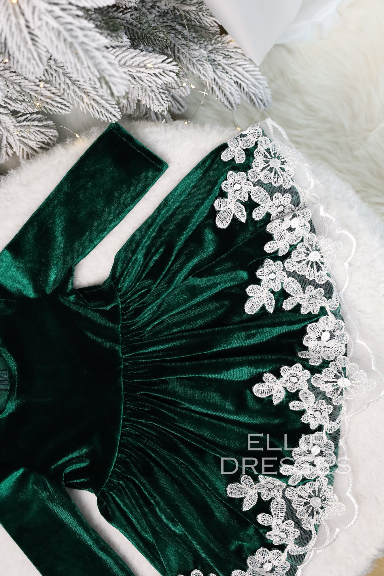 Christmas Dress with Floral Lace