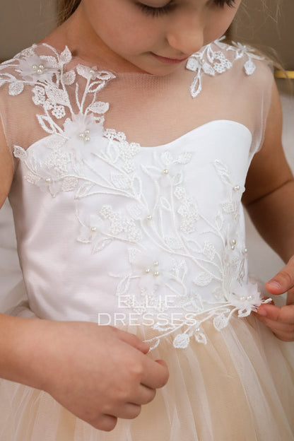 Nude Flower Girl Dress