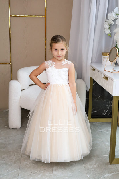 Nude Flower Girl Dress