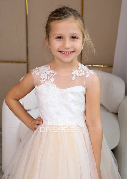 Nude Flower Girl Dress