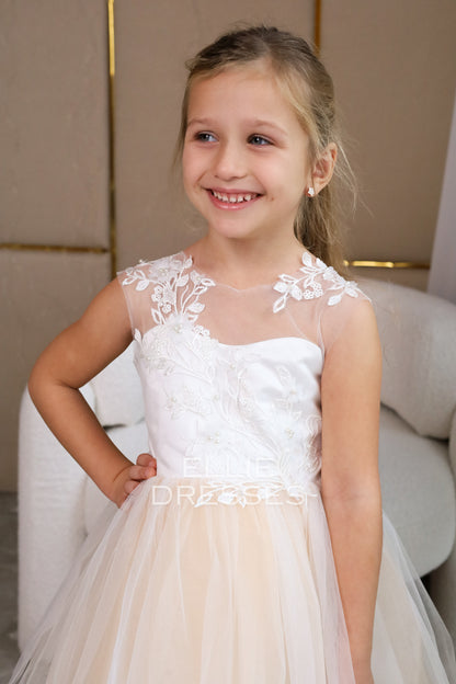Nude Flower Girl Dress