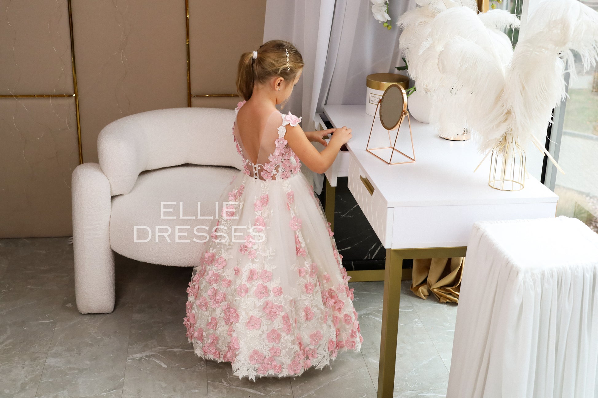 pink and ivory dress Pink Print Midi Ivory Casual Dress with Shoulder Ties Ivory Blush Floral / XLarge