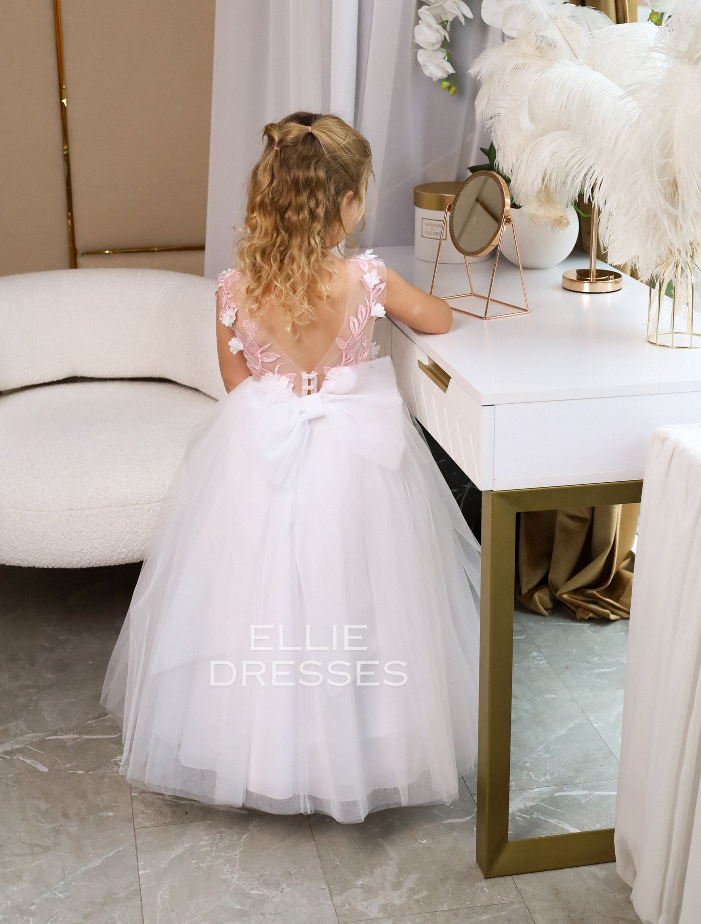 Pink Flower Girl Dress
