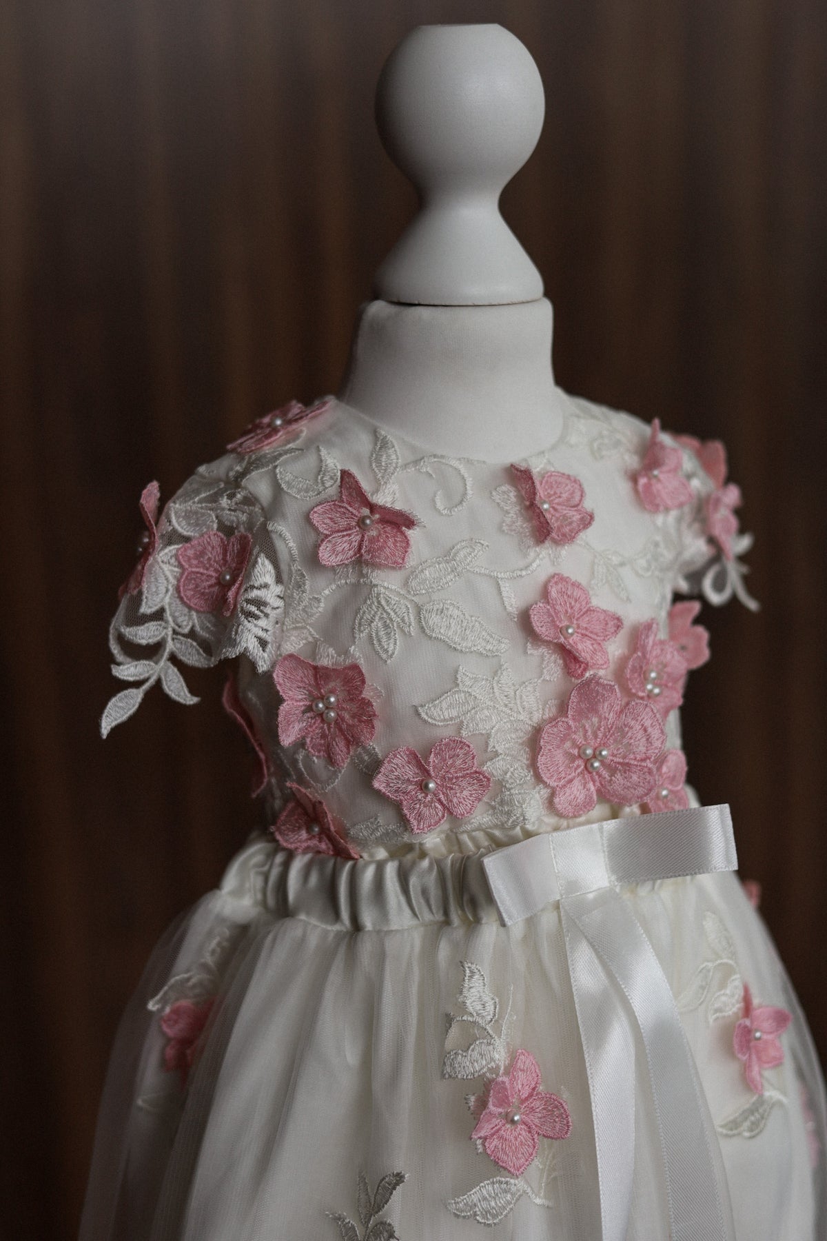 0129 Overall Set Pink - Ivory & Pink Floral Christening Overall Set